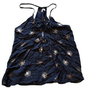 Melrose and Market Blue Floral Strappy Bohemian Tank Size Small